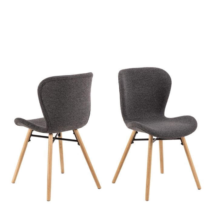 Batilda Set of 2 Dining Chairs - Grey & Oak