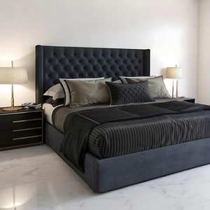 Soho Wingback Bed with optional ottoman storage