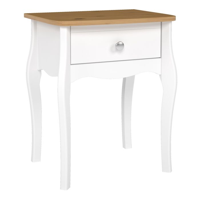 Baroque  1 Drawer Bedside Table - White