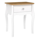 Baroque  1 Drawer Bedside Table - White