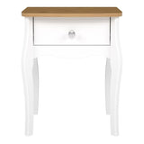 Baroque  1 Drawer Bedside Table - White