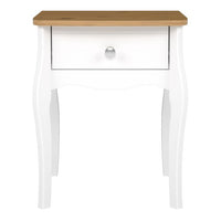 Baroque  1 Drawer Bedside Table - White