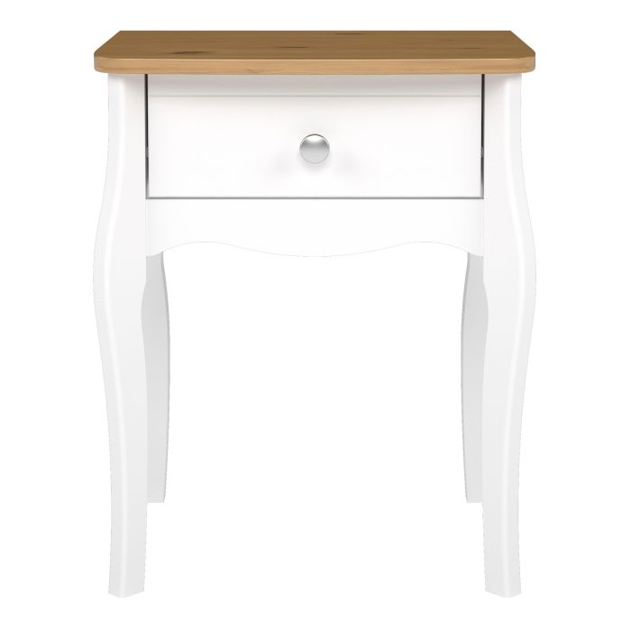 Baroque  1 Drawer Bedside Table - White