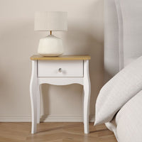 Baroque  1 Drawer Bedside Table - White