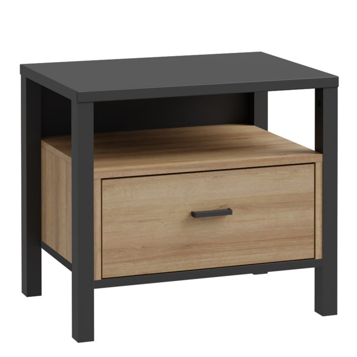 High Rock 1 Drawer Bedside Table - Matt Black