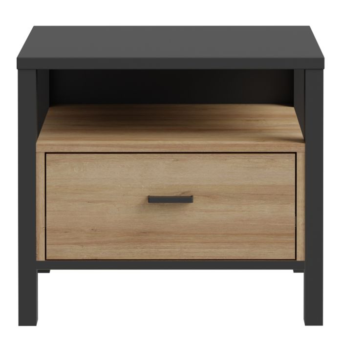 High Rock 1 Drawer Bedside Table - Matt Black