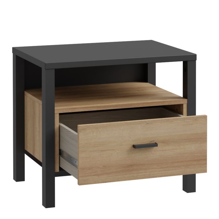 High Rock 1 Drawer Bedside Table - Matt Black