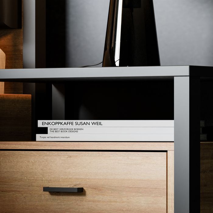 High Rock 1 Drawer Bedside Table - Matt Black