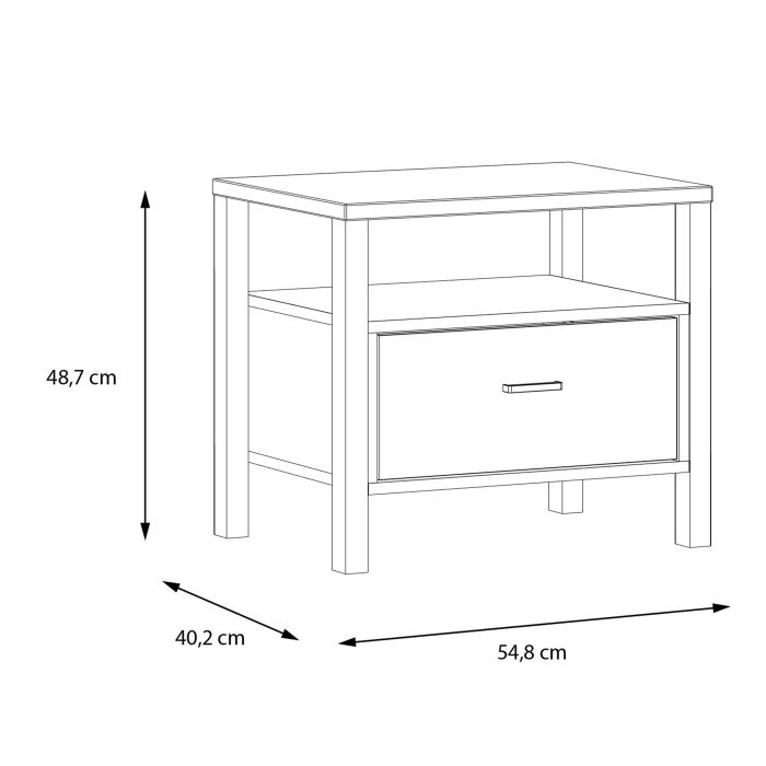 High Rock 1 Drawer Bedside Table - Matt Black
