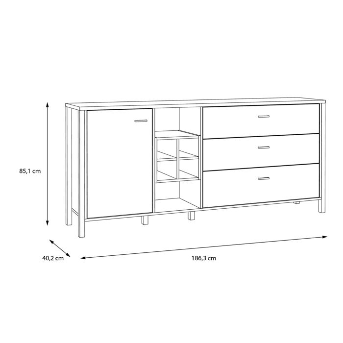 High Rock Sideboard in Matt Black/Oak
