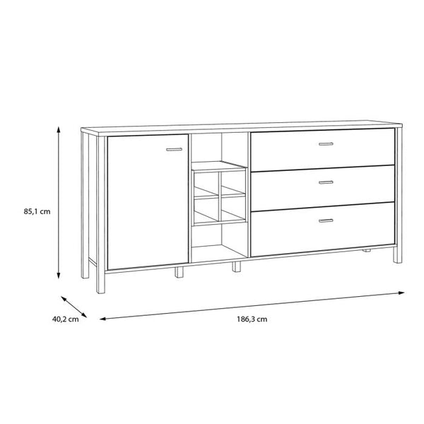 High Rock Sideboard in Matt Black/Oak