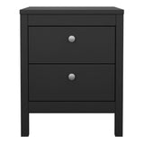 Madrid 2 Drawers Bedside Table - Matt Black