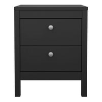 Madrid 2 Drawers Bedside Table - Matt Black
