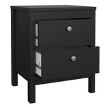 Madrid 2 Drawers Bedside Table - Matt Black