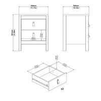 Madrid 2 Drawers Bedside Table - Matt Black