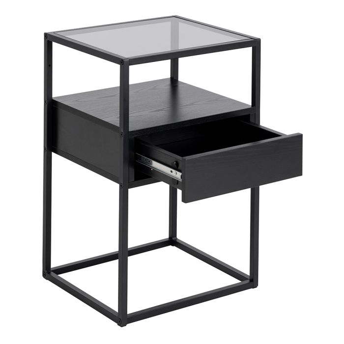 Randolf 1 Drawer Bedside Table - Black