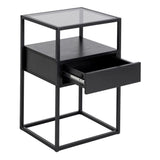 Randolf 1 Drawer Bedside Table - Black