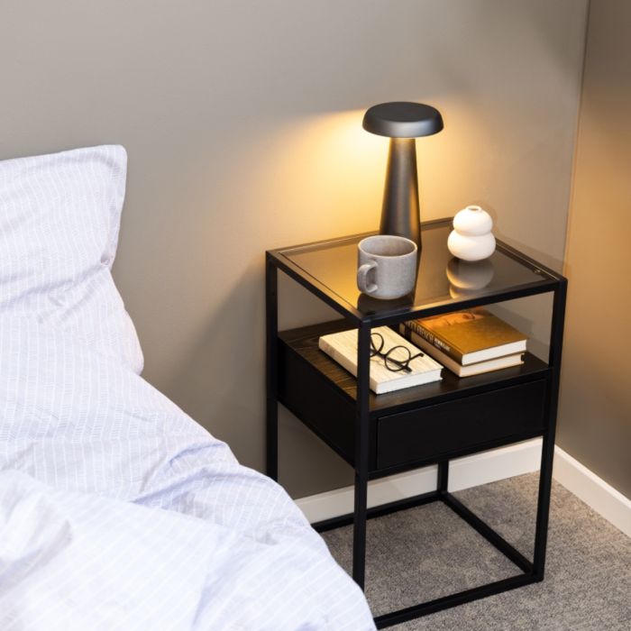 Randolf 1 Drawer Bedside Table - Black